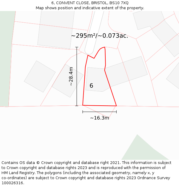 6, CONVENT CLOSE, BRISTOL, BS10 7XQ: Plot and title map