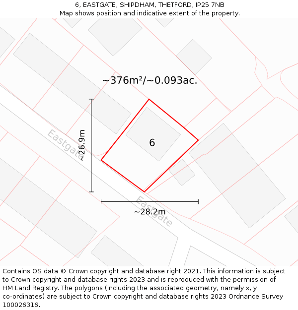 6, EASTGATE, SHIPDHAM, THETFORD, IP25 7NB: Plot and title map