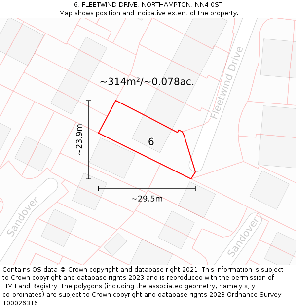 6, FLEETWIND DRIVE, NORTHAMPTON, NN4 0ST: Plot and title map