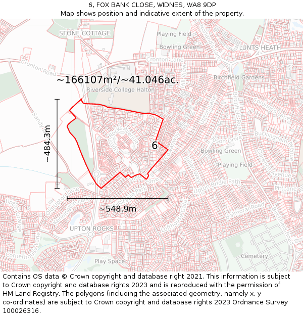 6, FOX BANK CLOSE, WIDNES, WA8 9DP: Plot and title map