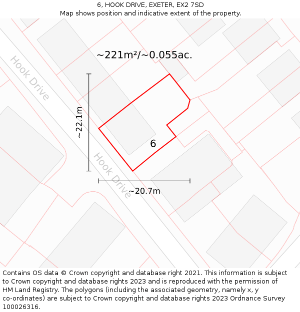 6, HOOK DRIVE, EXETER, EX2 7SD: Plot and title map