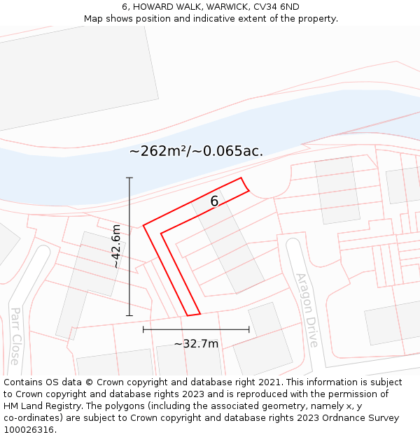 6, HOWARD WALK, WARWICK, CV34 6ND: Plot and title map