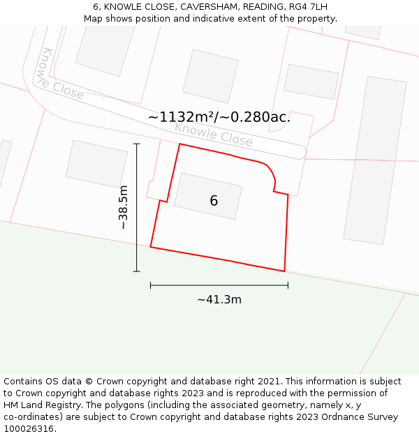6, KNOWLE CLOSE, CAVERSHAM, READING, RG4 7LH: Plot and title map
