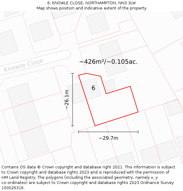 6, KNOWLE CLOSE, NORTHAMPTON, NN3 3LW: Plot and title map