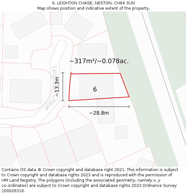 6, LEIGHTON CHASE, NESTON, CH64 3UN: Plot and title map