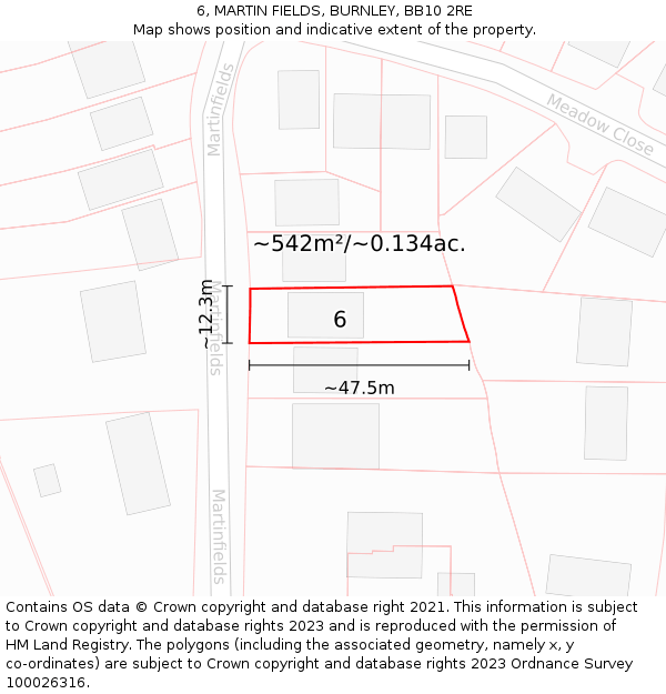 6, MARTIN FIELDS, BURNLEY, BB10 2RE: Plot and title map