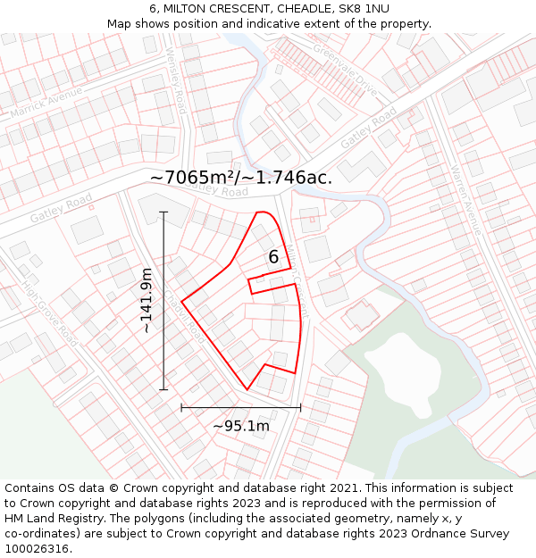 6, MILTON CRESCENT, CHEADLE, SK8 1NU: Plot and title map