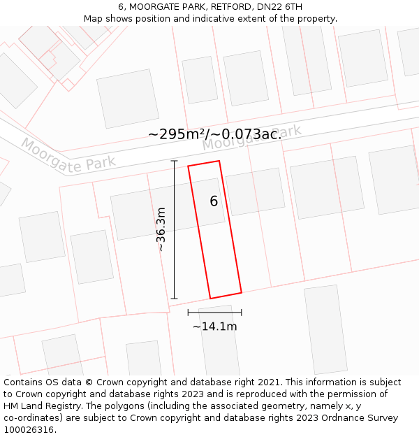 6, MOORGATE PARK, RETFORD, DN22 6TH: Plot and title map