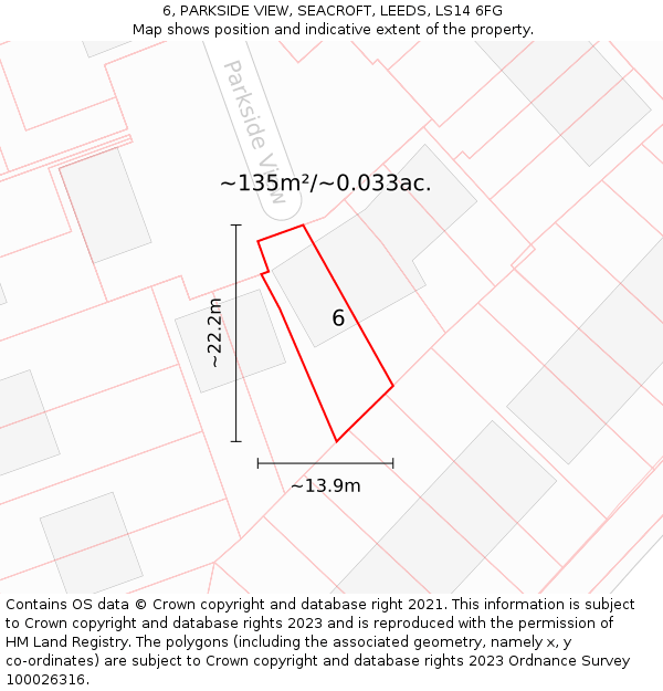 6, PARKSIDE VIEW, SEACROFT, LEEDS, LS14 6FG: Plot and title map