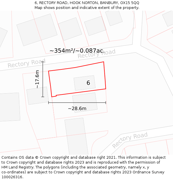 6, RECTORY ROAD, HOOK NORTON, BANBURY, OX15 5QQ: Plot and title map