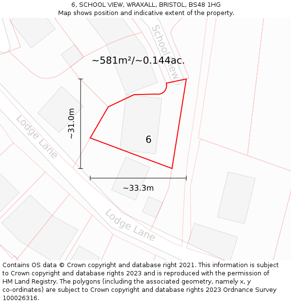6, SCHOOL VIEW, WRAXALL, BRISTOL, BS48 1HG: Plot and title map