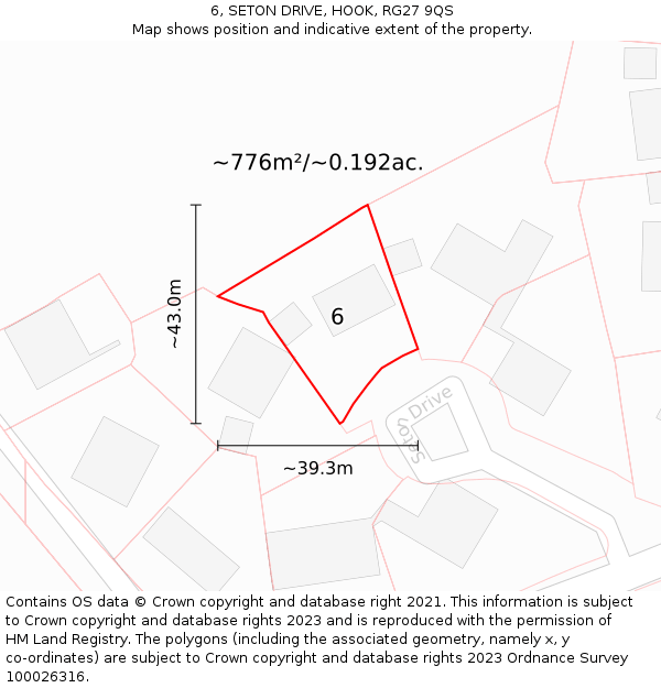 6, SETON DRIVE, HOOK, RG27 9QS: Plot and title map