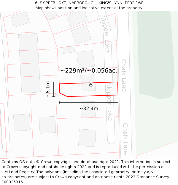 6, SKIPPER LOKE, NARBOROUGH, KING'S LYNN, PE32 1WE: Plot and title map
