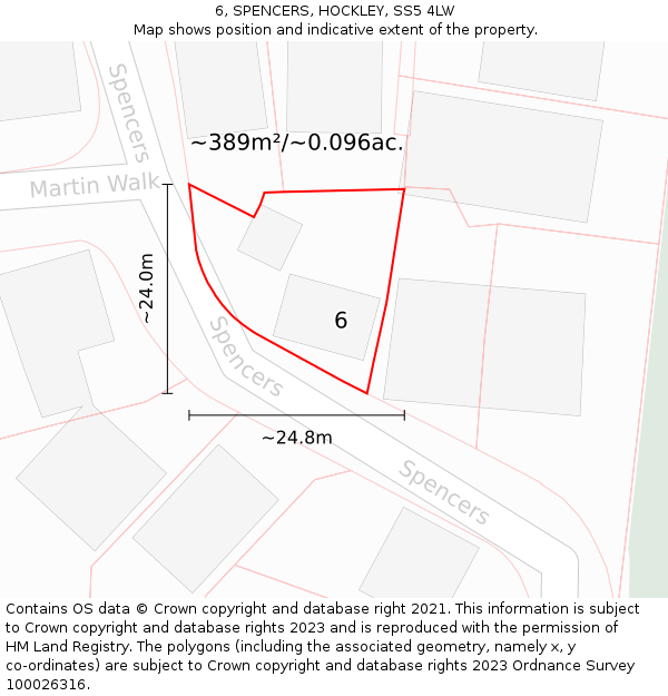 6, SPENCERS, HOCKLEY, SS5 4LW: Plot and title map