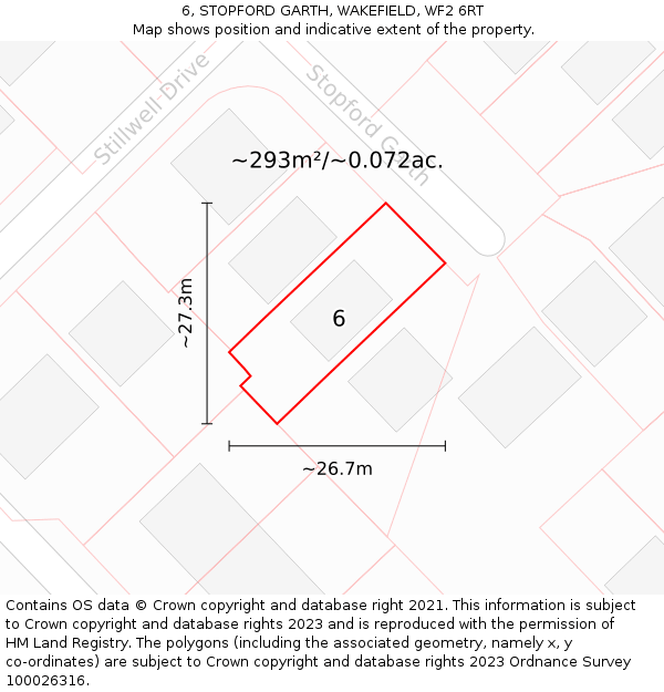 6, STOPFORD GARTH, WAKEFIELD, WF2 6RT: Plot and title map