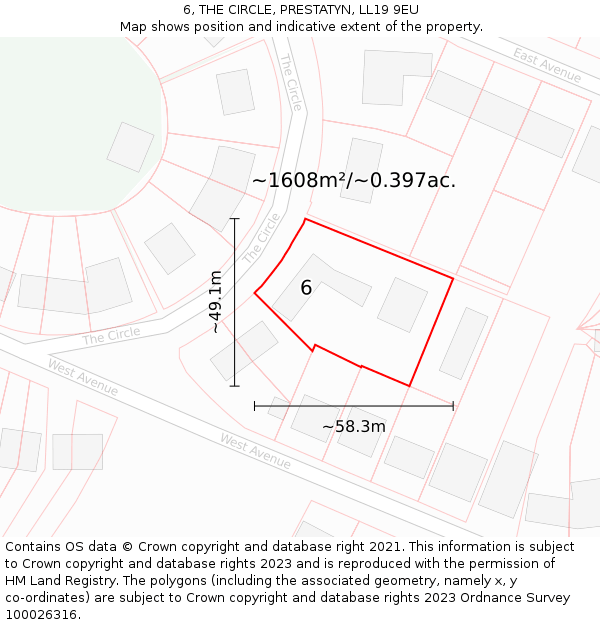 6, THE CIRCLE, PRESTATYN, LL19 9EU: Plot and title map