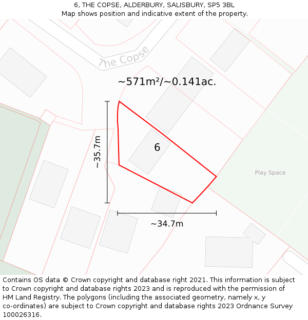 6, THE COPSE, ALDERBURY, SALISBURY, SP5 3BL: Plot and title map