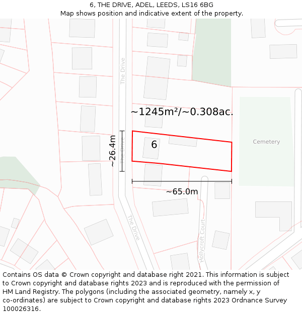 6, THE DRIVE, ADEL, LEEDS, LS16 6BG: Plot and title map