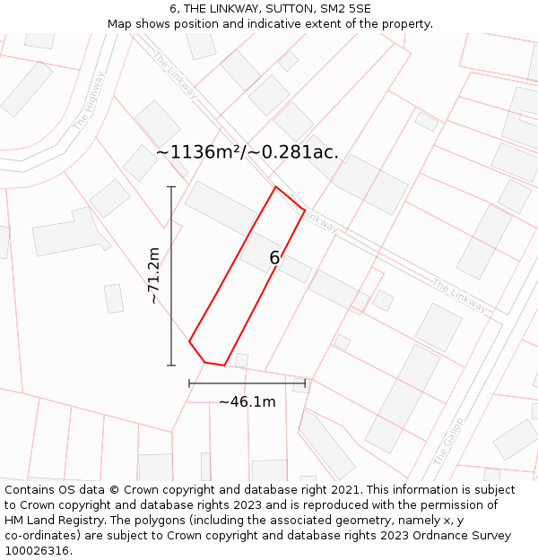 6, THE LINKWAY, SUTTON, SM2 5SE: Plot and title map