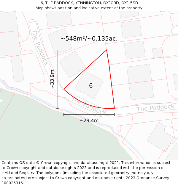 6, THE PADDOCK, KENNINGTON, OXFORD, OX1 5SB: Plot and title map