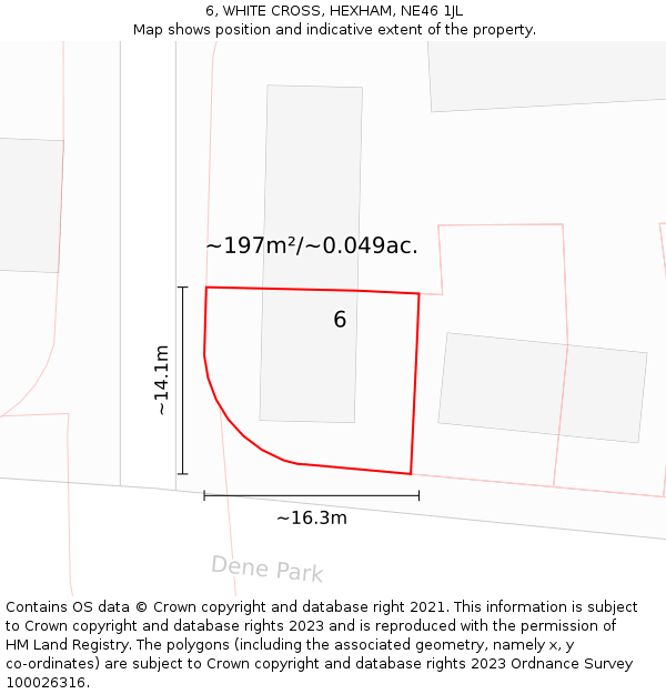 6, WHITE CROSS, HEXHAM, NE46 1JL: Plot and title map