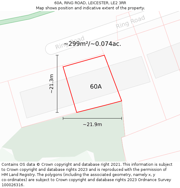 60A, RING ROAD, LEICESTER, LE2 3RR: Plot and title map