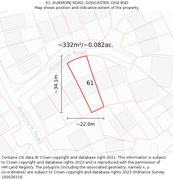61, AVIEMORE ROAD, DONCASTER, DN4 9ND: Plot and title map