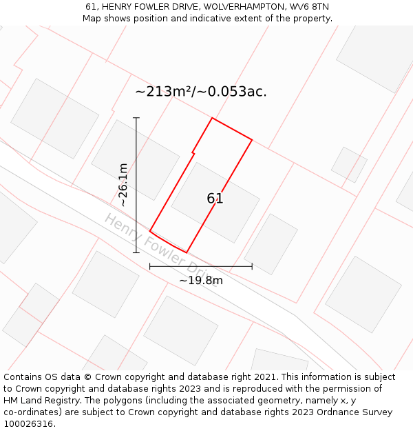 61, HENRY FOWLER DRIVE, WOLVERHAMPTON, WV6 8TN: Plot and title map
