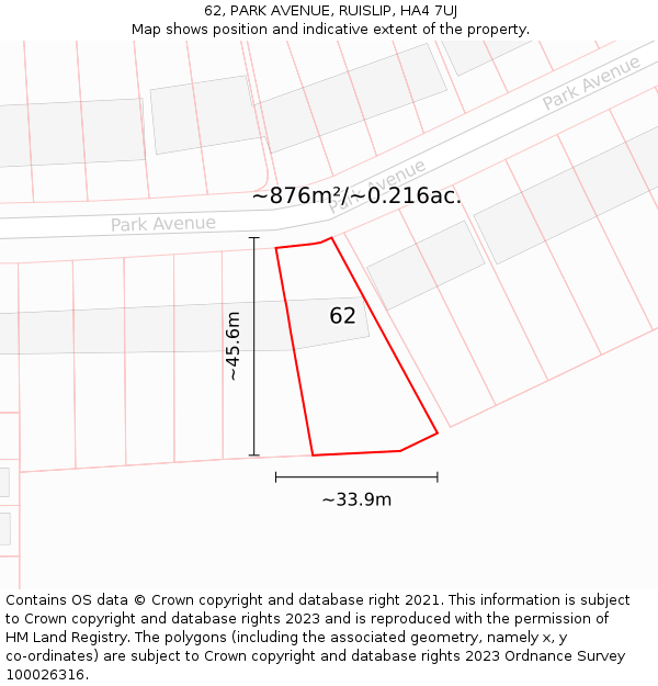 62, PARK AVENUE, RUISLIP, HA4 7UJ: Plot and title map