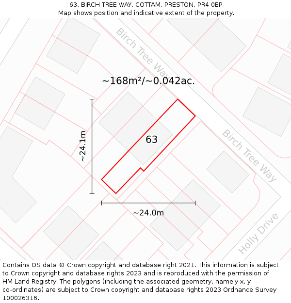 63, BIRCH TREE WAY, COTTAM, PRESTON, PR4 0EP: Plot and title map