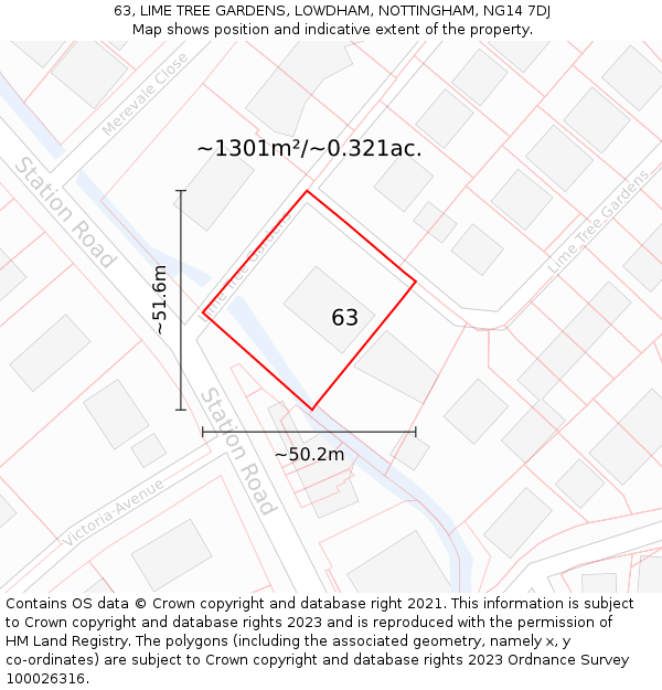63, LIME TREE GARDENS, LOWDHAM, NOTTINGHAM, NG14 7DJ: Plot and title map
