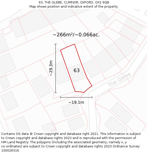 63, THE GLEBE, CUMNOR, OXFORD, OX2 9QB: Plot and title map
