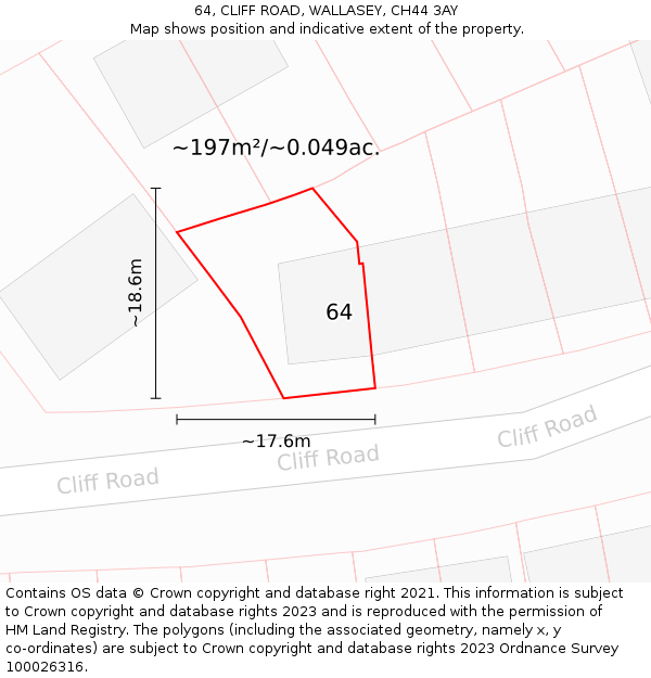 64, CLIFF ROAD, WALLASEY, CH44 3AY: Plot and title map