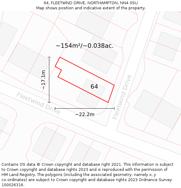 64, FLEETWIND DRIVE, NORTHAMPTON, NN4 0SU: Plot and title map