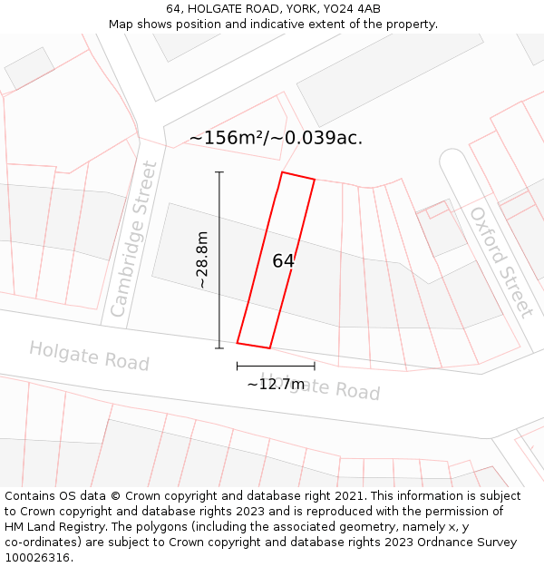 64, HOLGATE ROAD, YORK, YO24 4AB: Plot and title map