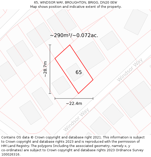 65, WINDSOR WAY, BROUGHTON, BRIGG, DN20 0EW: Plot and title map