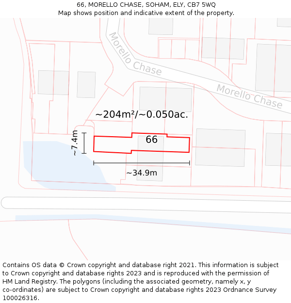 66, MORELLO CHASE, SOHAM, ELY, CB7 5WQ: Plot and title map