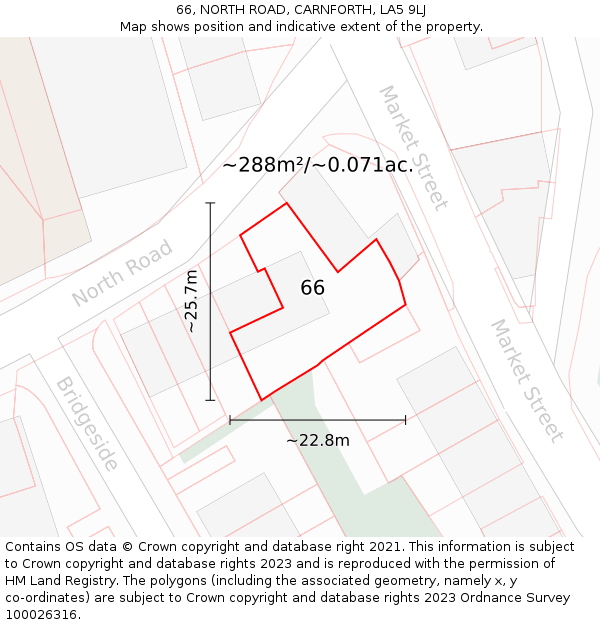 66, NORTH ROAD, CARNFORTH, LA5 9LJ: Plot and title map