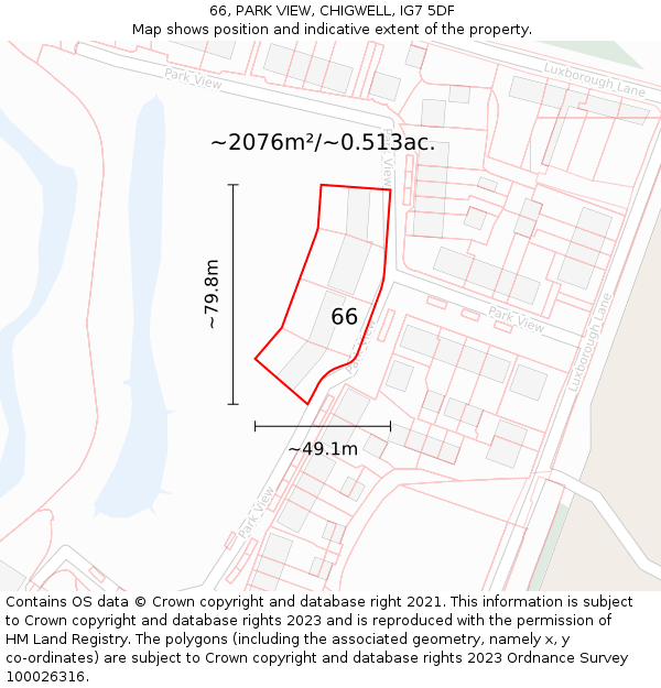 66, PARK VIEW, CHIGWELL, IG7 5DF: Plot and title map