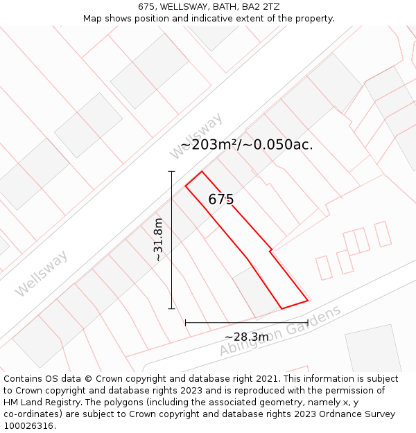 675, WELLSWAY, BATH, BA2 2TZ: Plot and title map