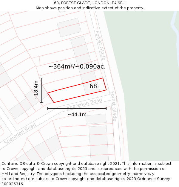 68, FOREST GLADE, LONDON, E4 9RH: Plot and title map