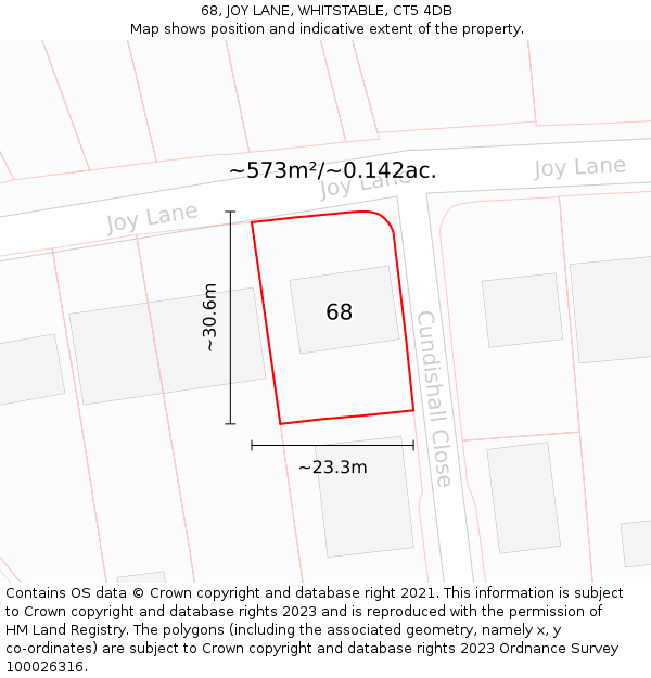 68, JOY LANE, WHITSTABLE, CT5 4DB: Plot and title map
