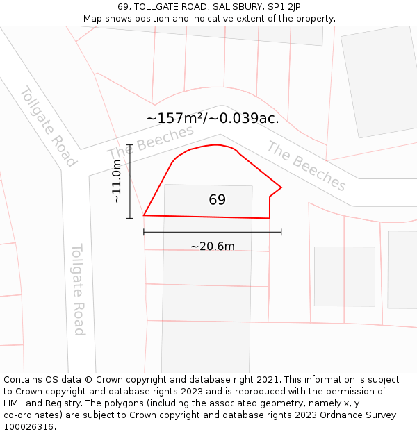 69, TOLLGATE ROAD, SALISBURY, SP1 2JP: Plot and title map