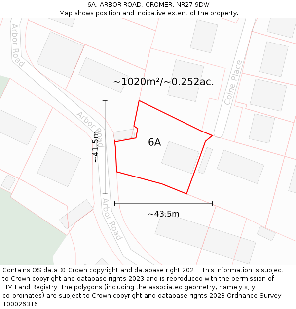 6A, ARBOR ROAD, CROMER, NR27 9DW: Plot and title map