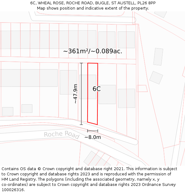 6C, WHEAL ROSE, ROCHE ROAD, BUGLE, ST AUSTELL, PL26 8PP: Plot and title map