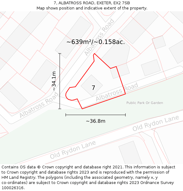 7, ALBATROSS ROAD, EXETER, EX2 7SB: Plot and title map