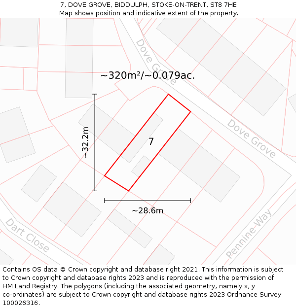 7, DOVE GROVE, BIDDULPH, STOKE-ON-TRENT, ST8 7HE: Plot and title map