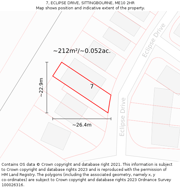 7, ECLIPSE DRIVE, SITTINGBOURNE, ME10 2HR: Plot and title map