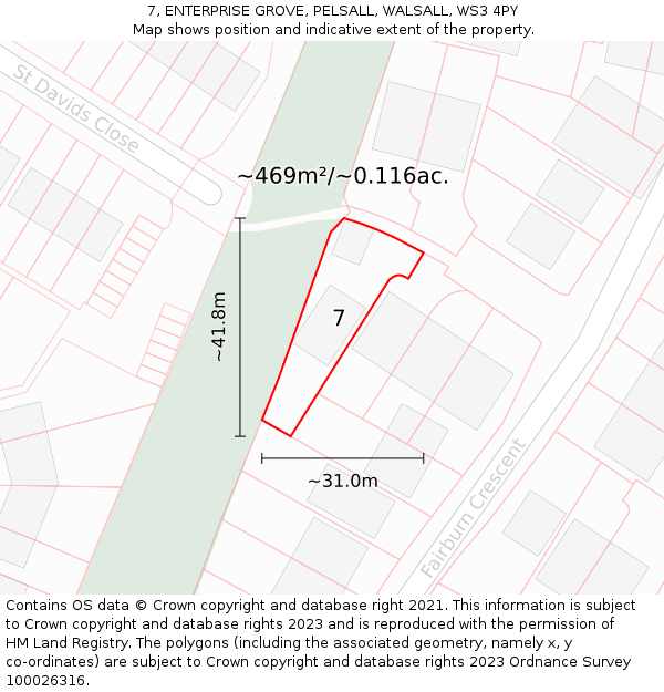 7, ENTERPRISE GROVE, PELSALL, WALSALL, WS3 4PY: Plot and title map