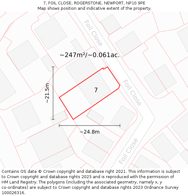 7, FOIL CLOSE, ROGERSTONE, NEWPORT, NP10 9PE: Plot and title map